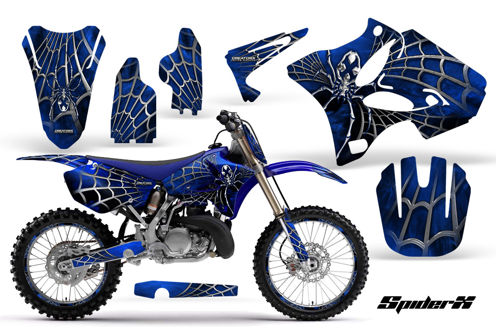 Yamaha YZ125-YZ250 02-12 Graphics Kit SpiderX Blue BLB NP Rims